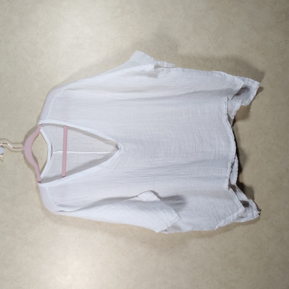 H170 Suzy D London white oversized v-neck slouchy blouse M/L